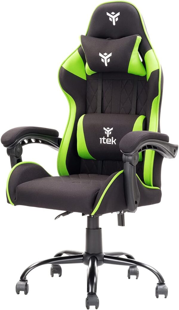ITEK RHOMBUS FF10 SEDIA GAMING TESSUTO DOPPIO CUSCINO SCHIENALE RECLINABILE NERO VERDE